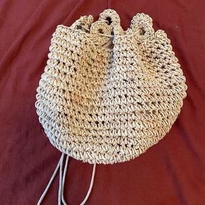 Straw drawstring backpack